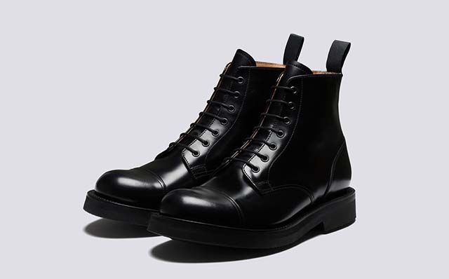 Grenson Desmond Mens Boots in Black Polished Leather GRS113662